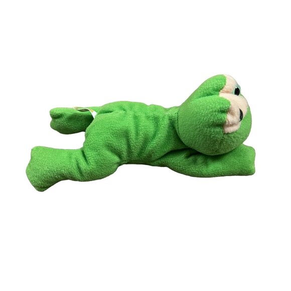 Frog Plush Toad Stuffed Animal Green Curto Toy Beanie Laying Amphibian Smiling - Picture 6 of 8